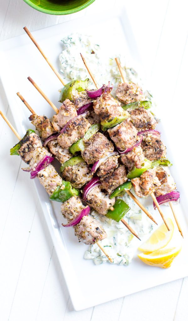 Grilled Marinated Greek Style Pork Kabobs TableandDish